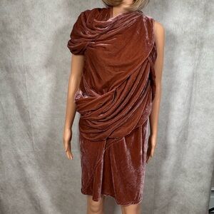 NWT - Rick Owens Asymmetrical  Brown Cocktail Dress with Cowl Neck